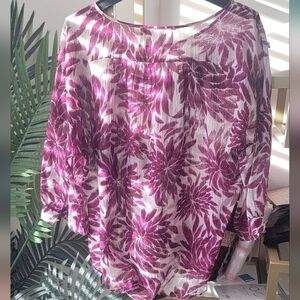 Loft - Floral Purple Top Women's Size Small